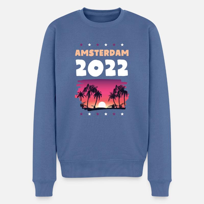 Amsterdam 2022 - Pull Premium bio Homme - bleu pigeon