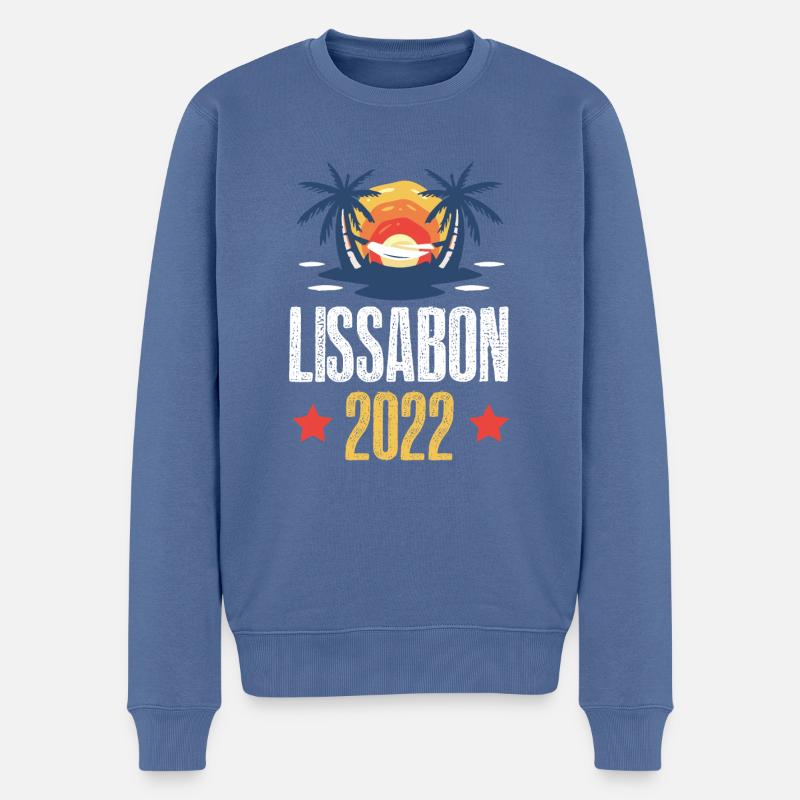 Lisbonne 2022 - Pull Premium bio Homme - bleu pigeon