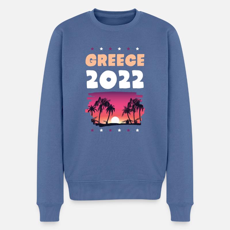 Grèce 2022 - Pull Premium bio Homme - bleu pigeon