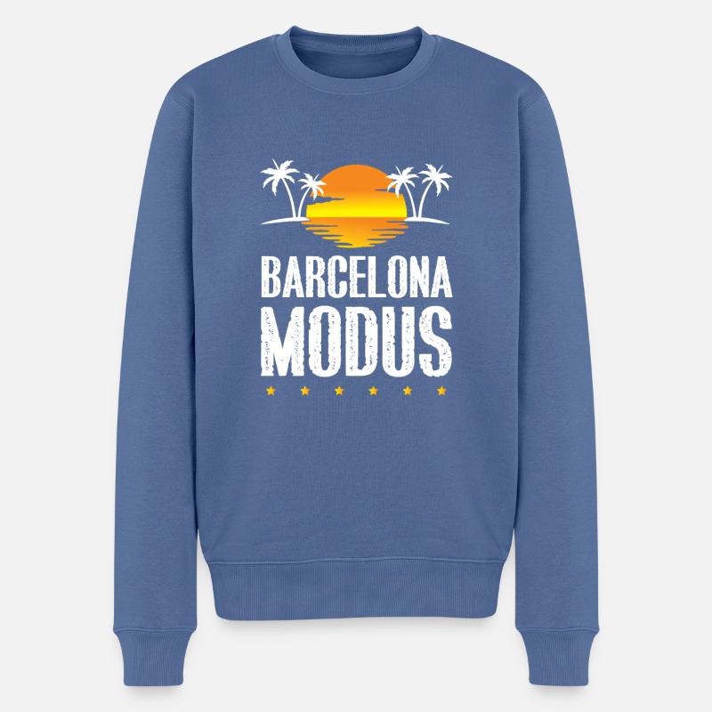 Mode Barcelone - Pull Premium bio Homme - bleu pigeon
