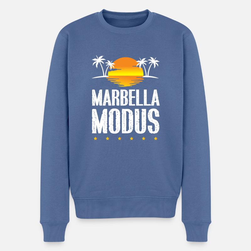 Marbella Modus - Männer Premium Bio Pullover - Taubenblau