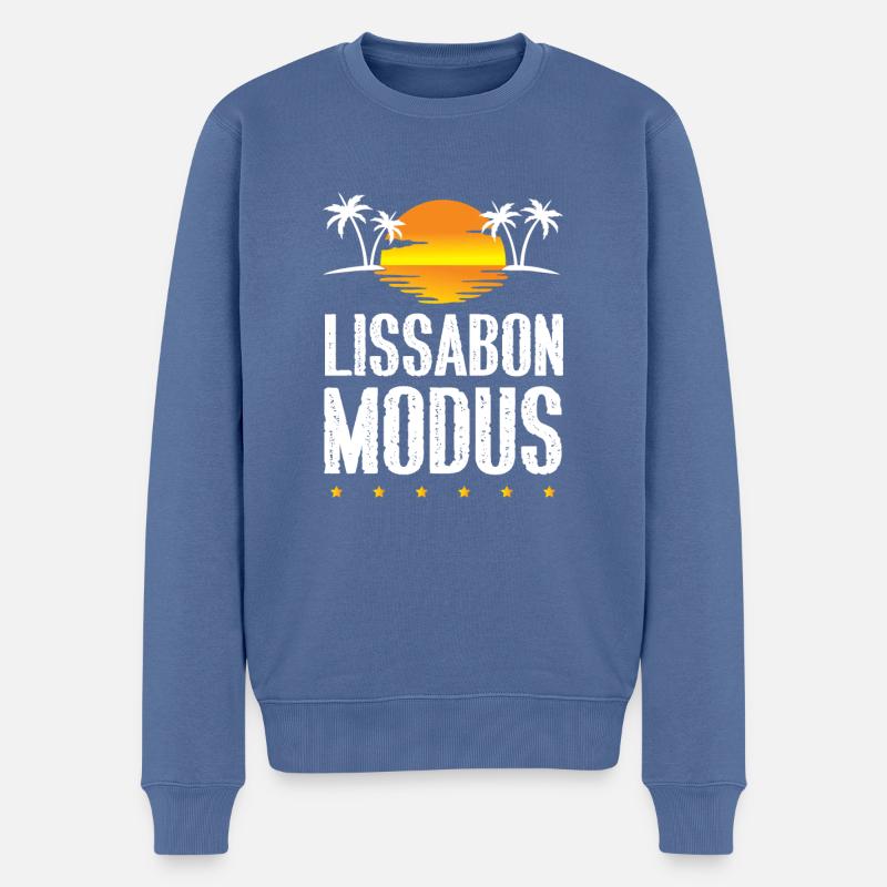 Lissabon Modus - Männer Premium Bio Pullover - Taubenblau