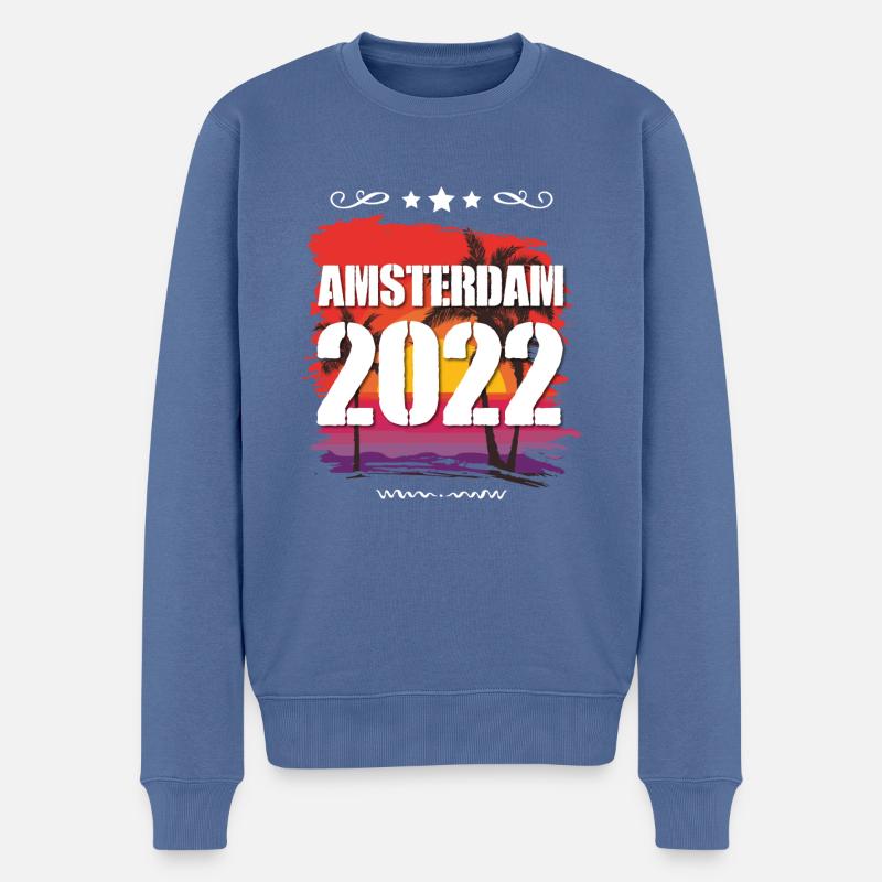 Amsterdam 2022 - Männer Premium Bio Pullover - Taubenblau