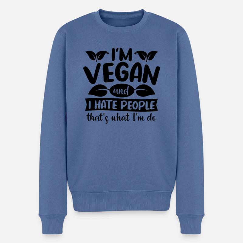 Veganer Vegan Spruch witzig - Männer Premium Bio Pullover - Taubenblau