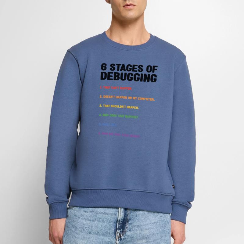 6 Stages Of Debugging Coder Programmer Software De Männer Premium Bio Pullover
