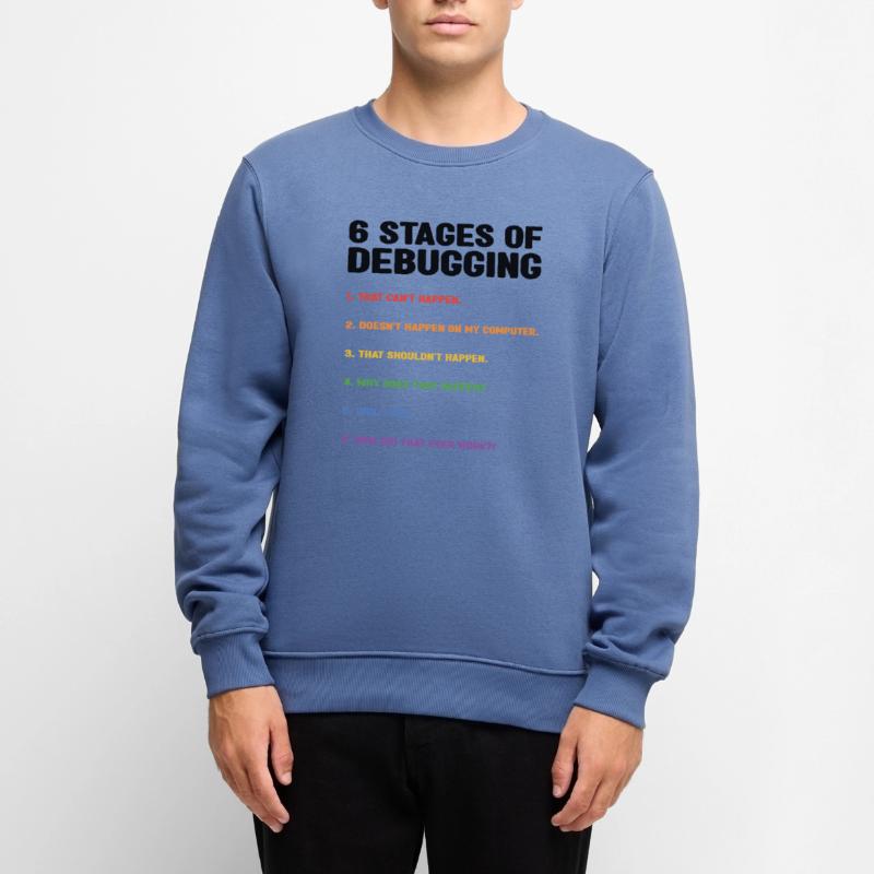 6 Stages Of Debugging Coder Programmer Software De Männer Premium Bio Pullover