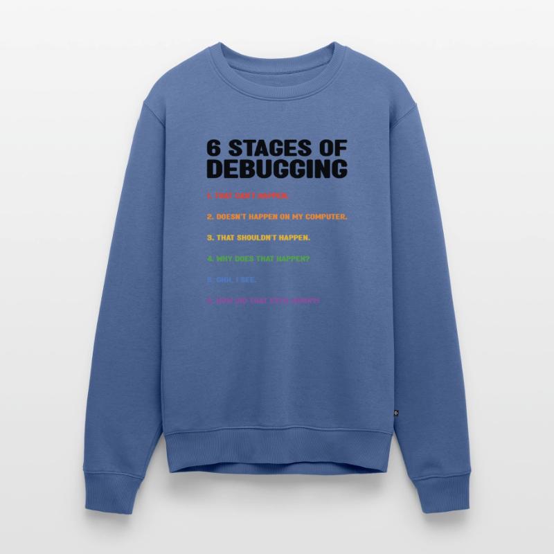 6 Stages Of Debugging Coder Programmer Software De Männer Premium Bio Pullover