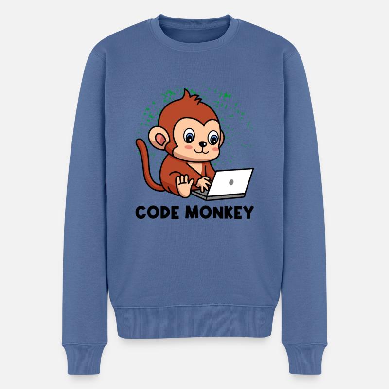 Code Monkey Programming Coder Computer Geek Develo - Männer Premium Bio Pullover - Taubenblau