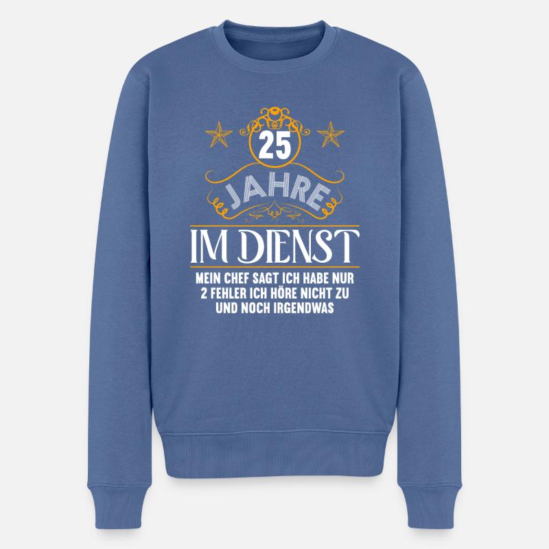 25 Jahre im Dienst 25 Jähriges Dienstjubiläum - Männer Premium Bio Pullover - Taubenblau