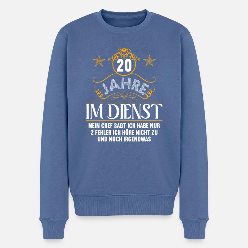 20 Jahre im Dienst 20 Jähriges Dienstjubiläum - Männer Premium Bio Pullover - Taubenblau