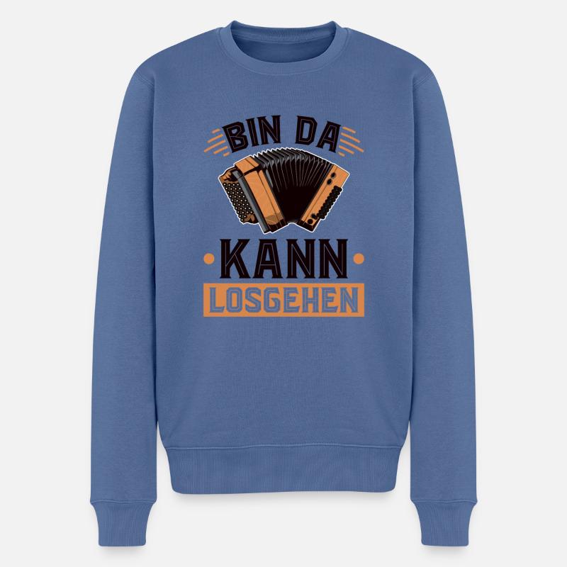 Bin Da Kann Losgehen, Steirische Harmonika - Männer Premium Bio Pullover - Taubenblau