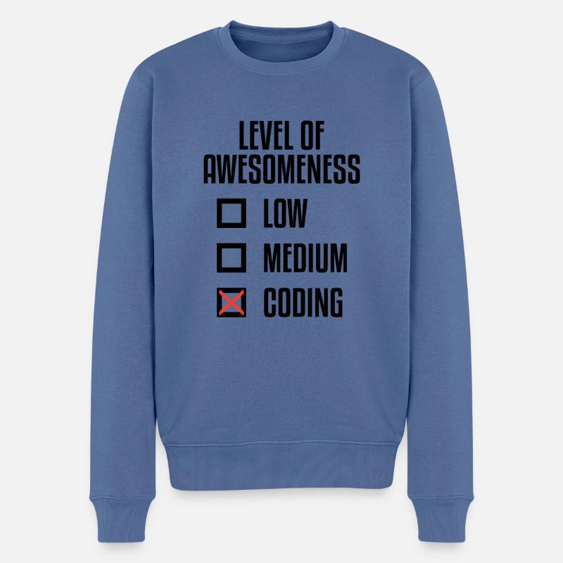 Level Of Awesomeness Low Medium Coding Programming - Männer Premium Bio Pullover - Taubenblau