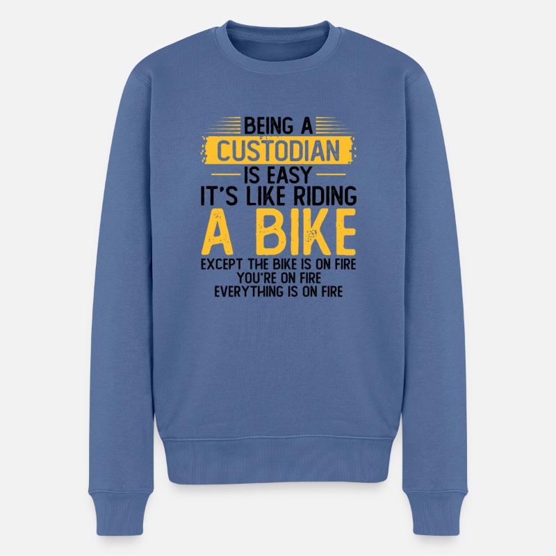 Hausmeister Sein - Männer Premium Bio Pullover - Taubenblau