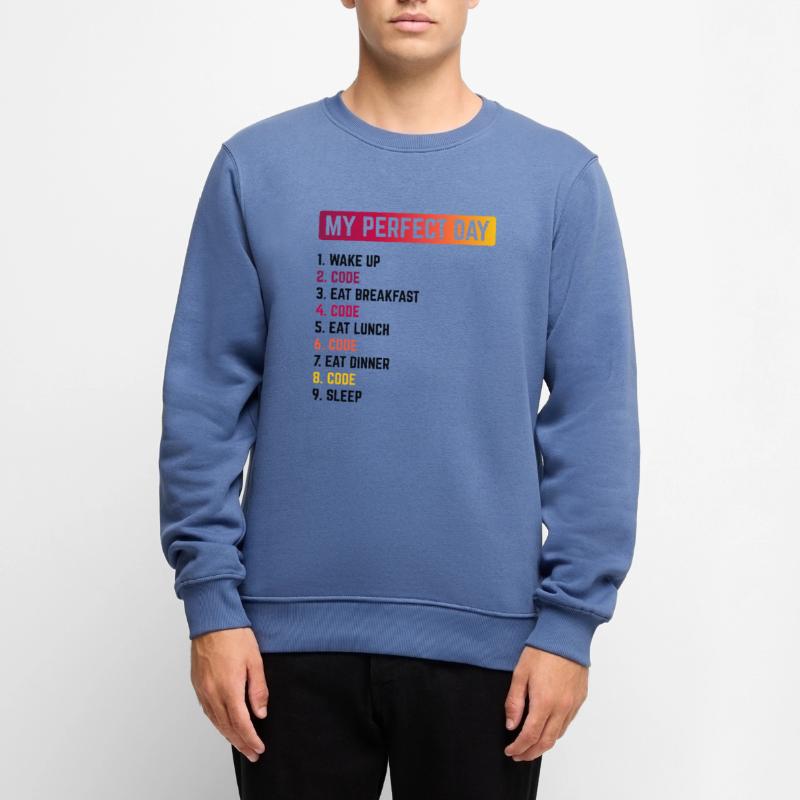 My Perfect Day Wake Up Code Software Developer Pro Männer Premium Bio Pullover