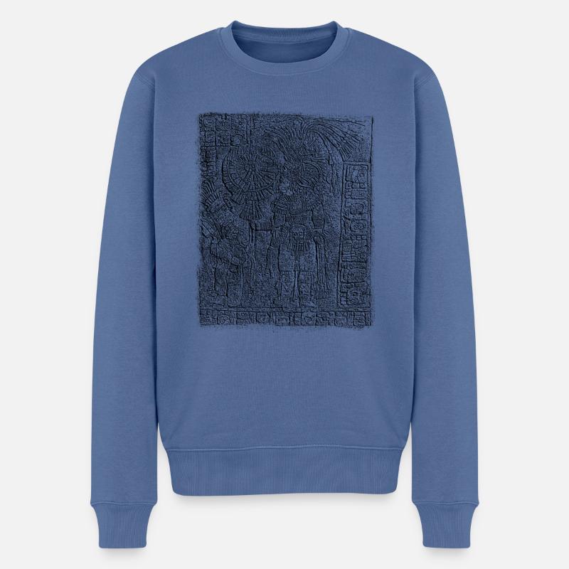 maya tafel black - Männer Premium Bio Pullover - Taubenblau