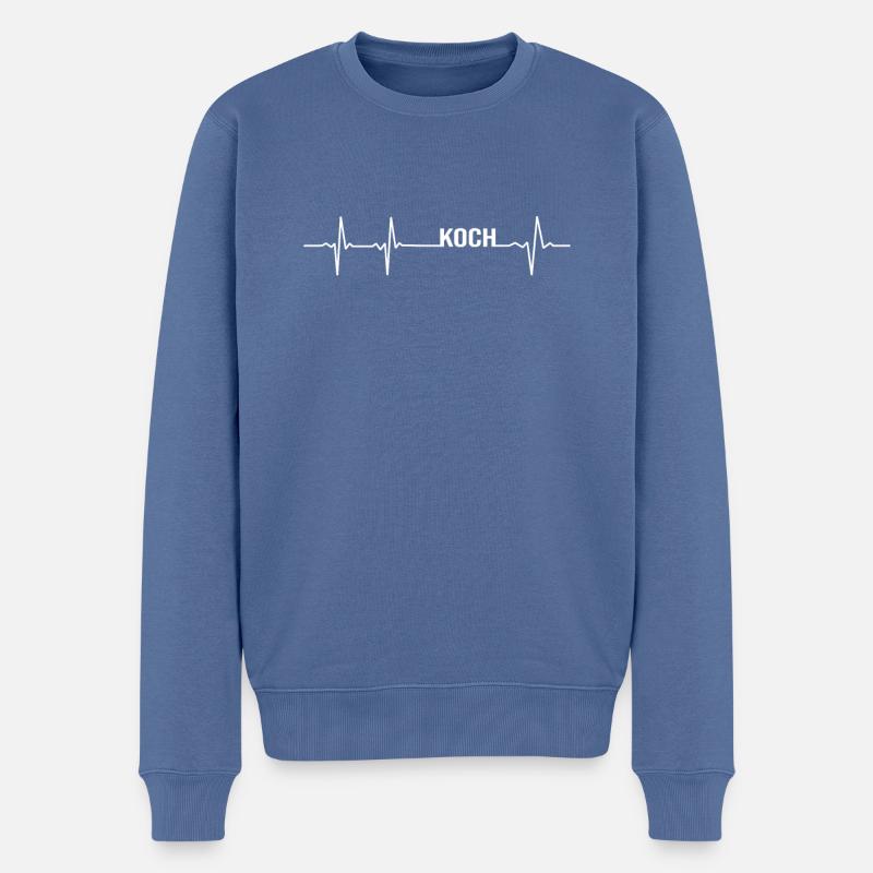 Koch Herzschlag Familie Nachname Geschenk - Männer Premium Bio Pullover - Taubenblau