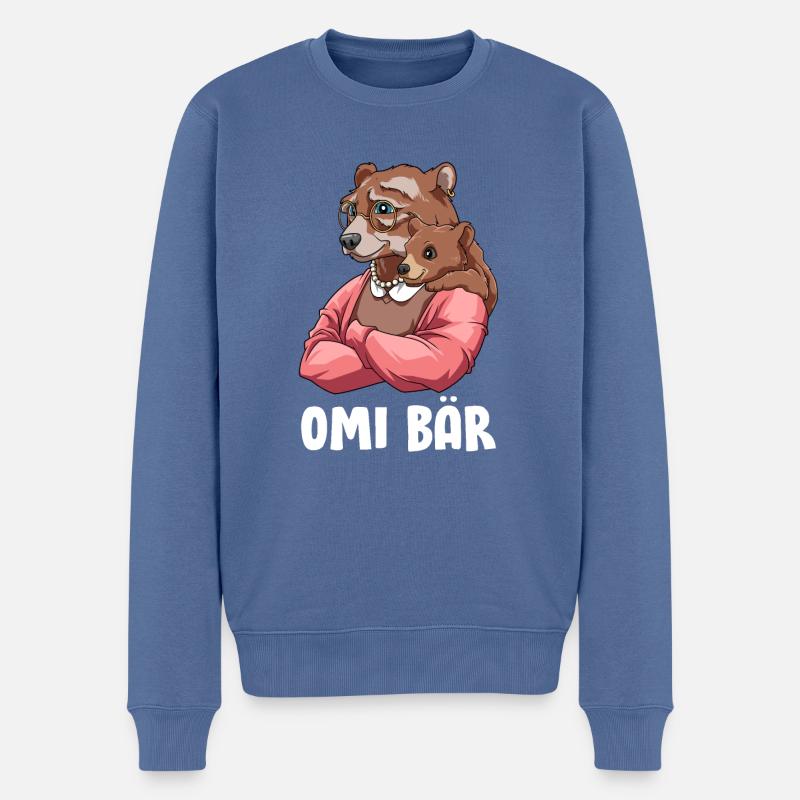 Omi Bär - Großmutter Geschenk Enkelsohn - Männer Premium Bio Pullover - Taubenblau