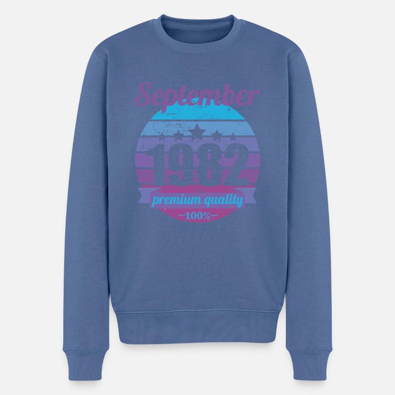 Geboren September 1982 40 Jahre 40er 40.Geburtstag - Männer Premium Bio Pullover - Taubenblau