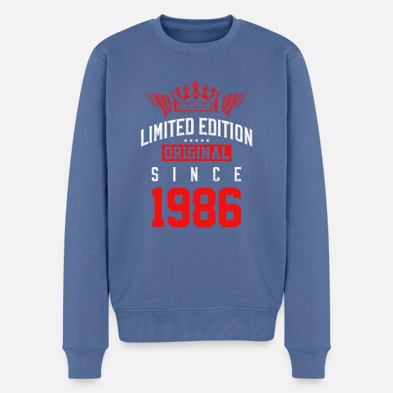 1986 limited edition - Männer Premium Bio Pullover - Taubenblau