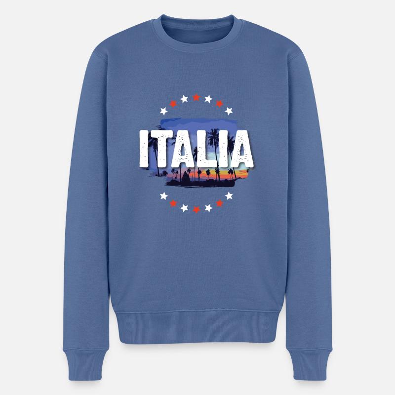 Italia - Männer Premium Bio Pullover - Taubenblau