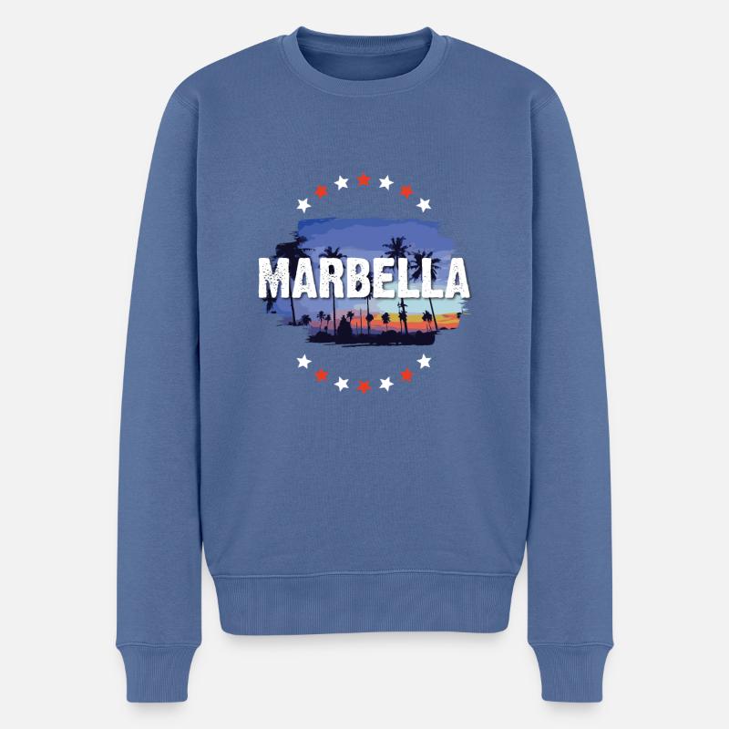 Marbella - Männer Premium Bio Pullover - Taubenblau