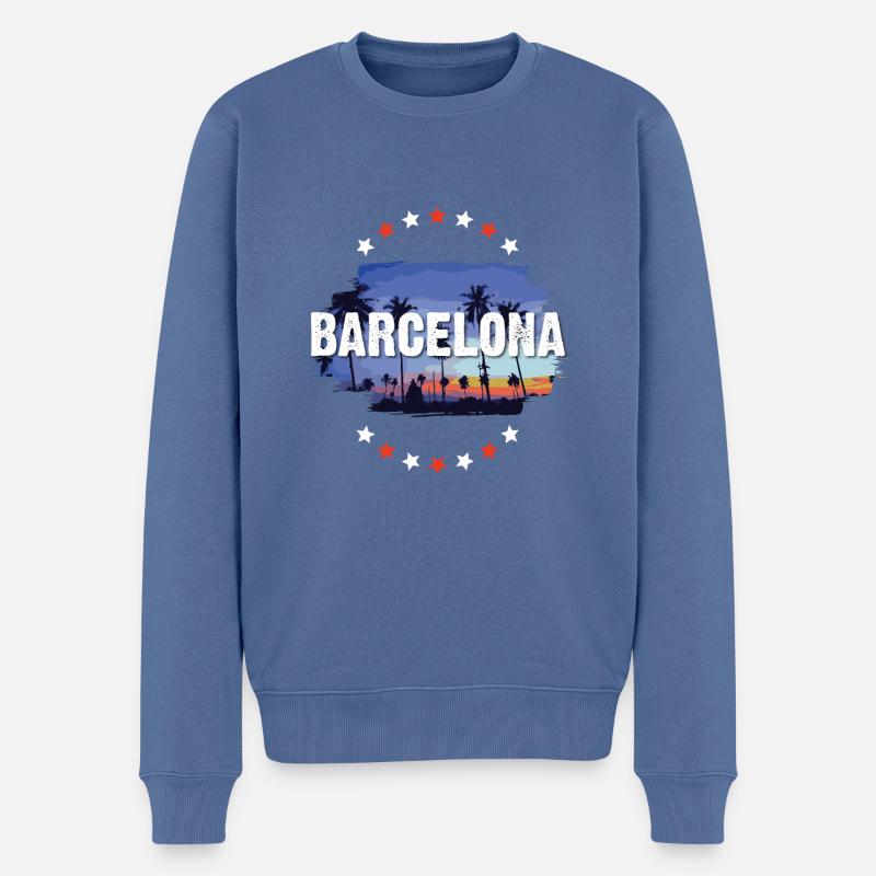 Barcelone - Pull Premium bio Homme - bleu pigeon