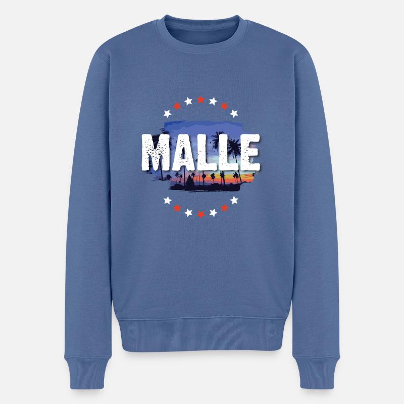 Malle - Männer Premium Bio Pullover - Taubenblau