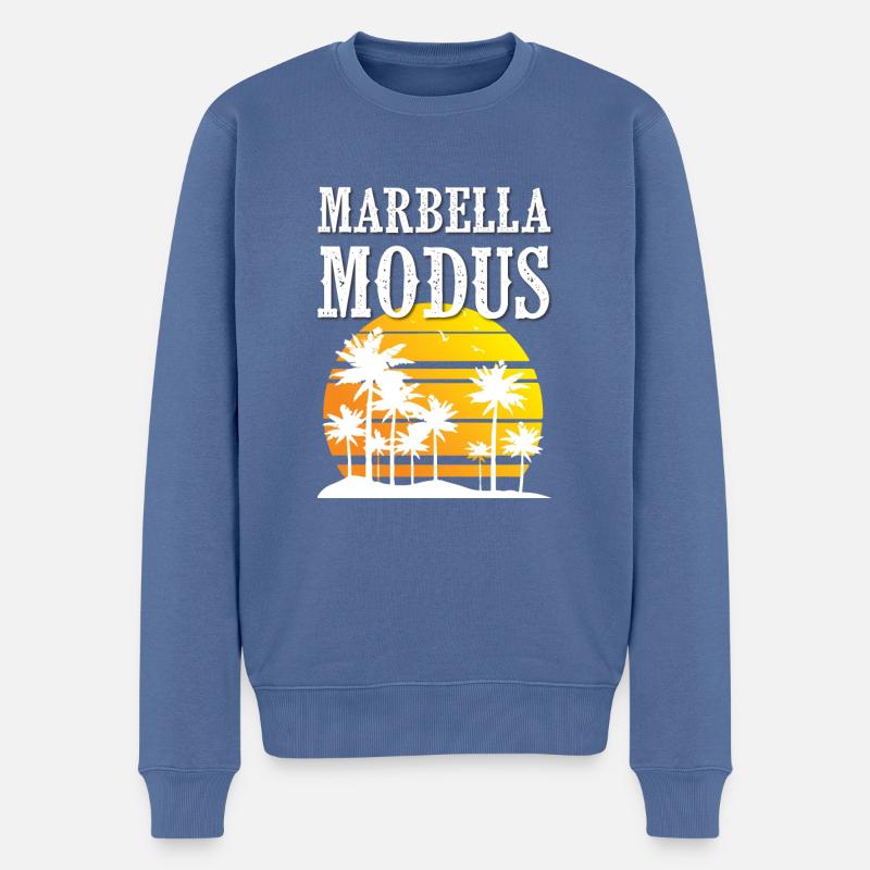 Marbella Modus - Männer Premium Bio Pullover - Taubenblau