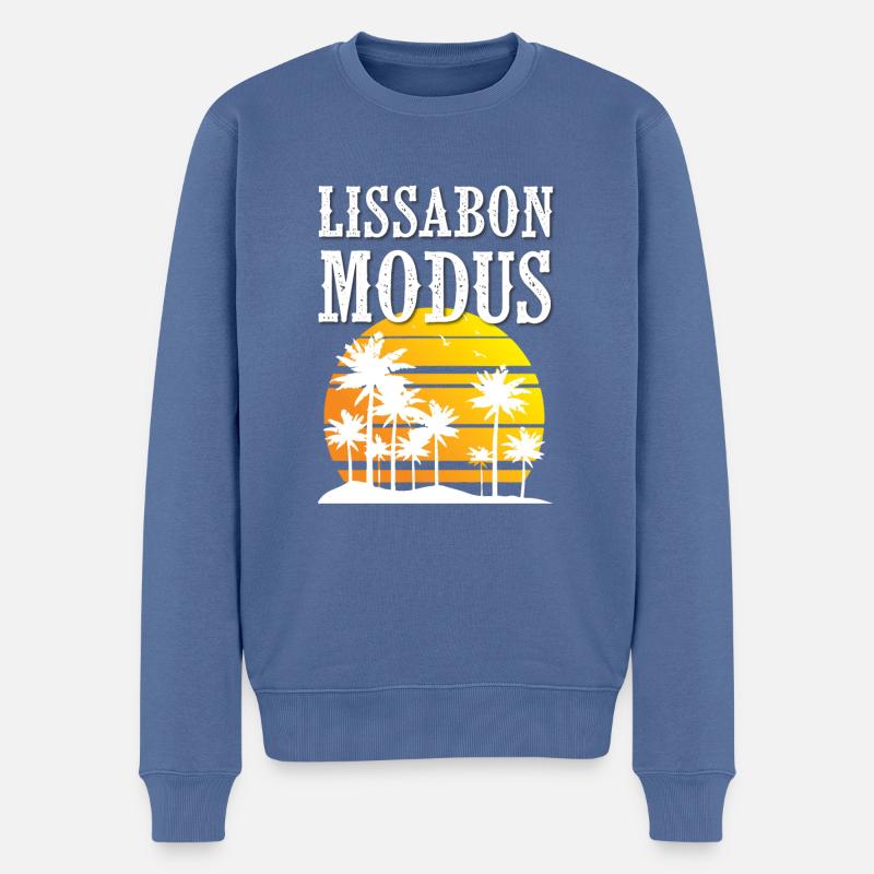 Mode Lisbonne - Pull Premium bio Homme - bleu pigeon