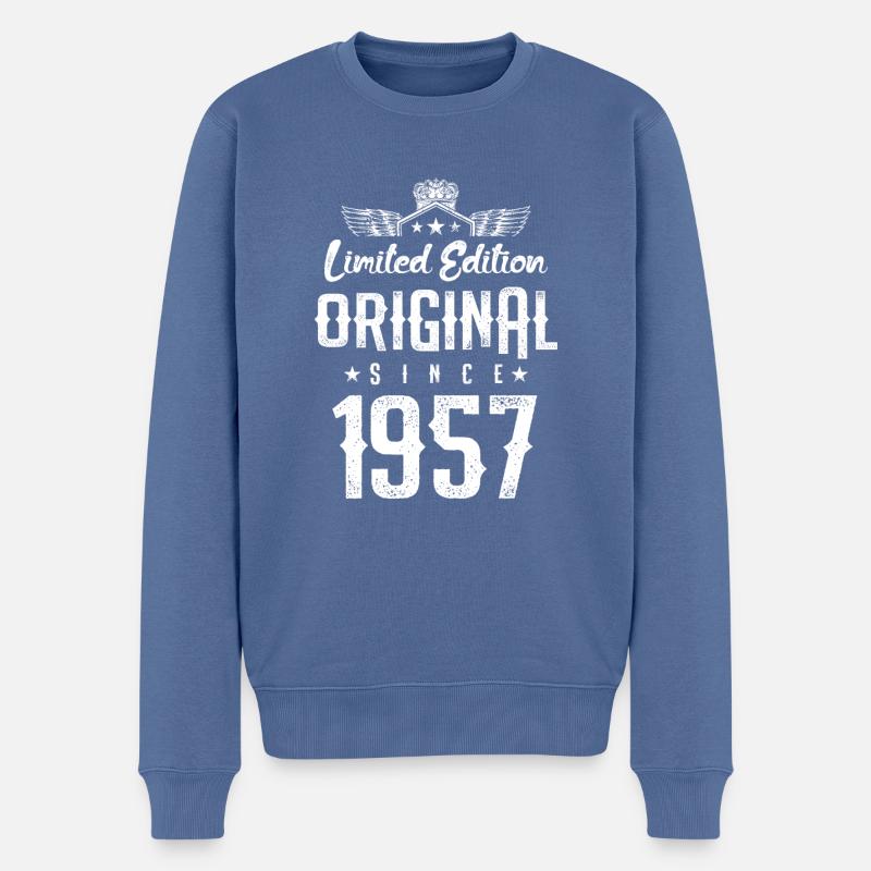 Édition limitée 1957 - Pull Premium bio Homme - bleu pigeon