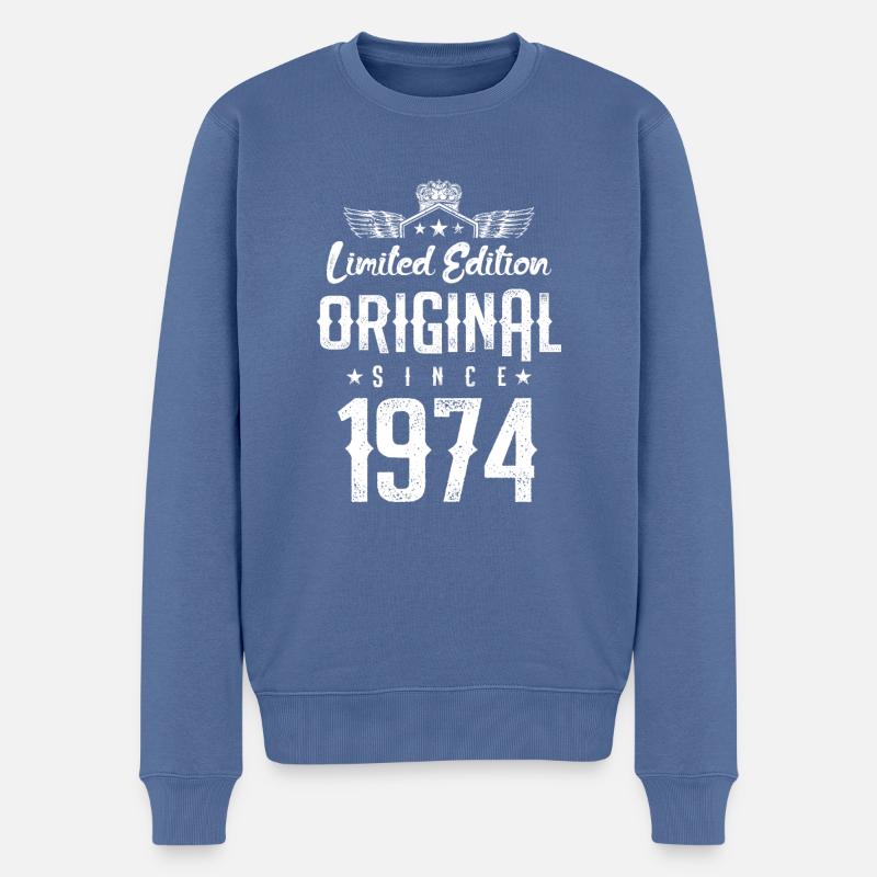 1974 limited edition - Männer Premium Bio Pullover - Taubenblau