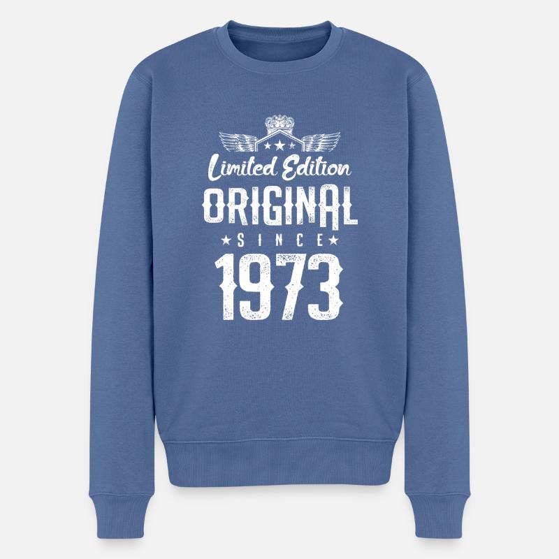 Édition limitée 1973 - Pull Premium bio Homme - bleu pigeon