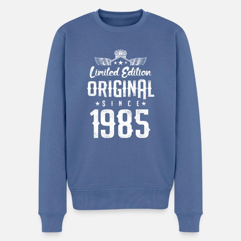 1985 limited edition - Männer Premium Bio Pullover - Taubenblau
