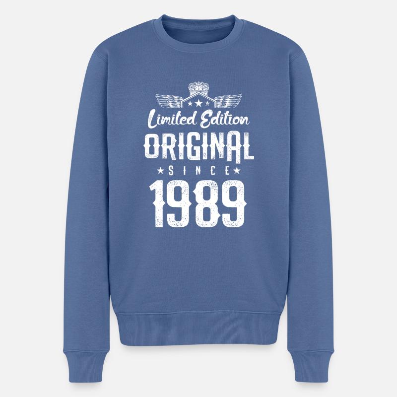 Édition limitée 1989 - Pull Premium bio Homme - bleu pigeon