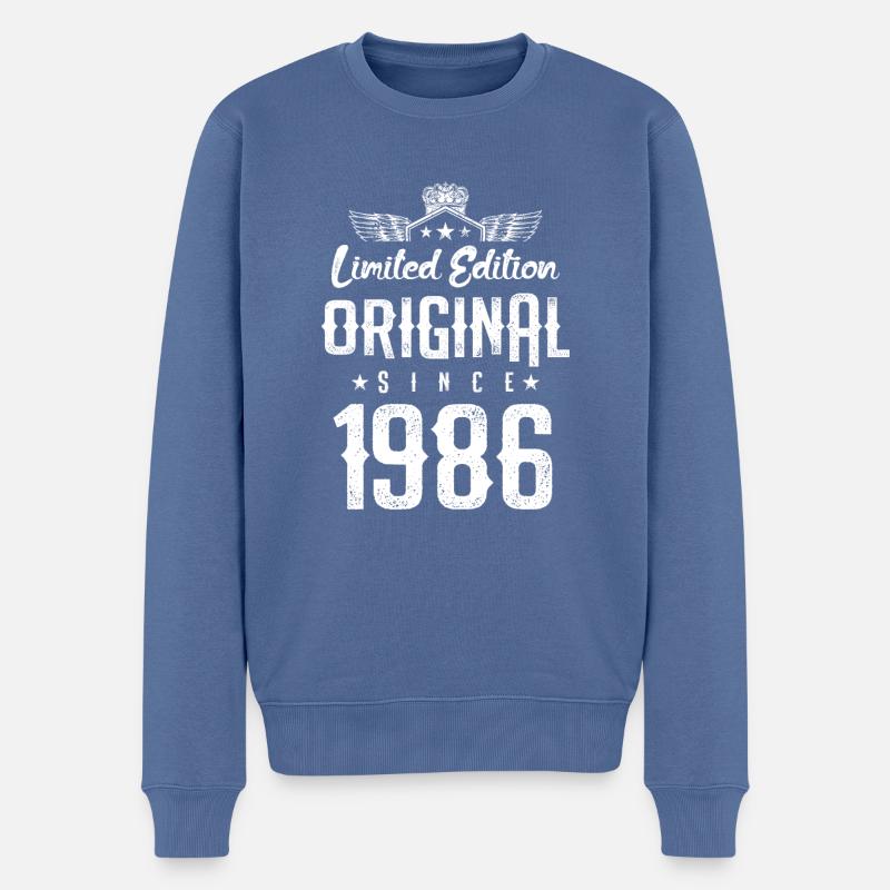 1986 limited edition - Männer Premium Bio Pullover - Taubenblau