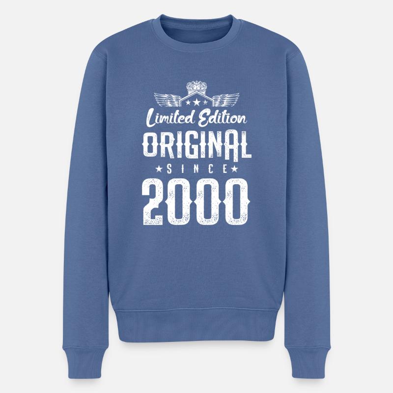 2000 limited edition - Männer Premium Bio Pullover - Taubenblau