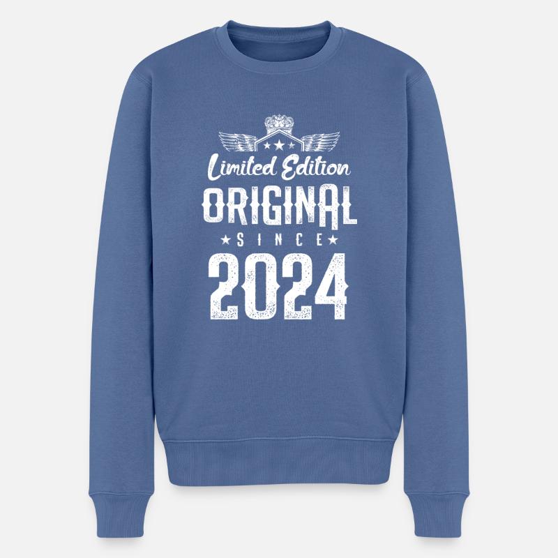 2024 limited edition - Männer Premium Bio Pullover - Taubenblau