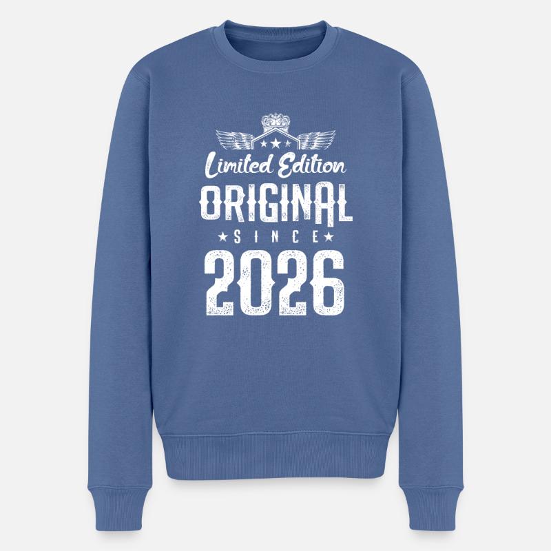 Édition limitée 2026 - Pull Premium bio Homme - bleu pigeon