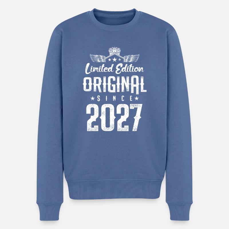 Édition limitée 2027 - Pull Premium bio Homme - bleu pigeon