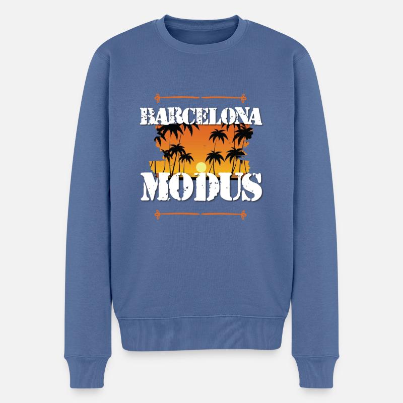 Mode Barcelone - Pull Premium bio Homme - bleu pigeon