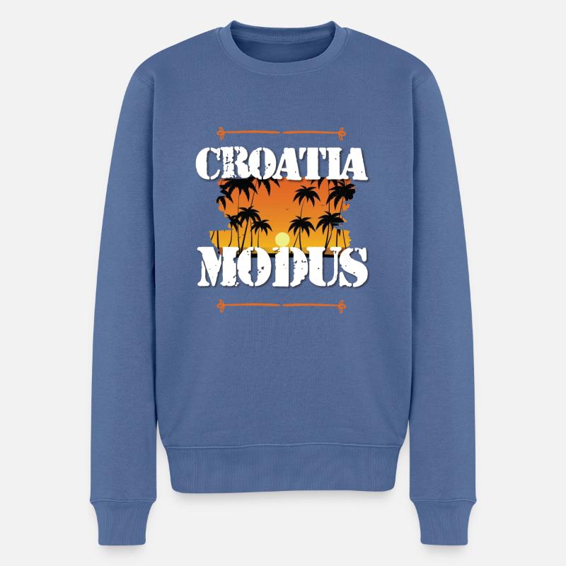 Croatia Modus - Männer Premium Bio Pullover - Taubenblau