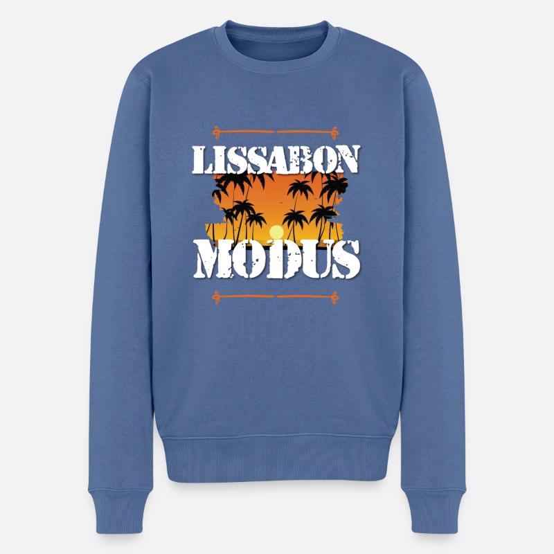Lissabon Modus - Männer Premium Bio Pullover - Taubenblau