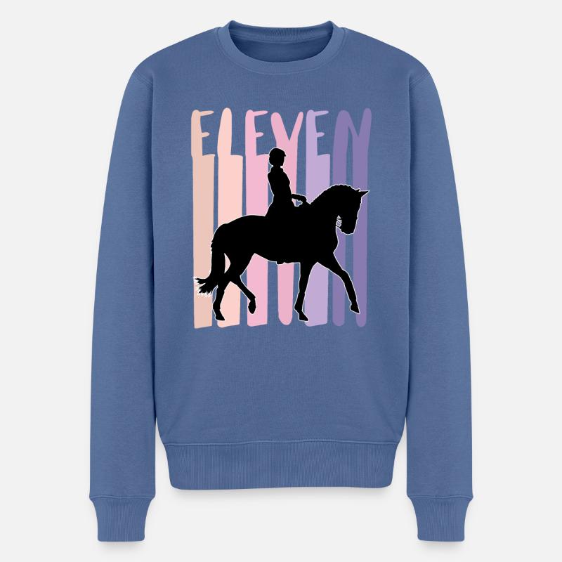 Geburtstag Design 11. Mädchen, Reiter, Pferde - Männer Premium Bio Pullover - Taubenblau