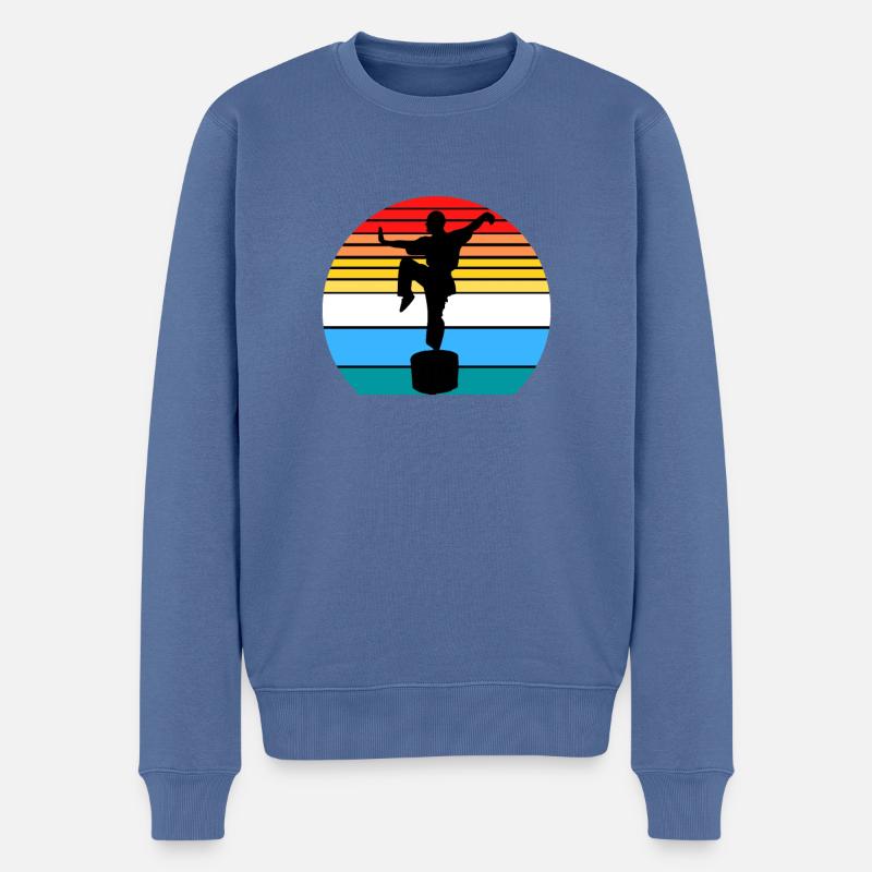 Vintage Karate Kampfkunst Kung-Fu Retro - Männer Premium Bio Pullover - Taubenblau