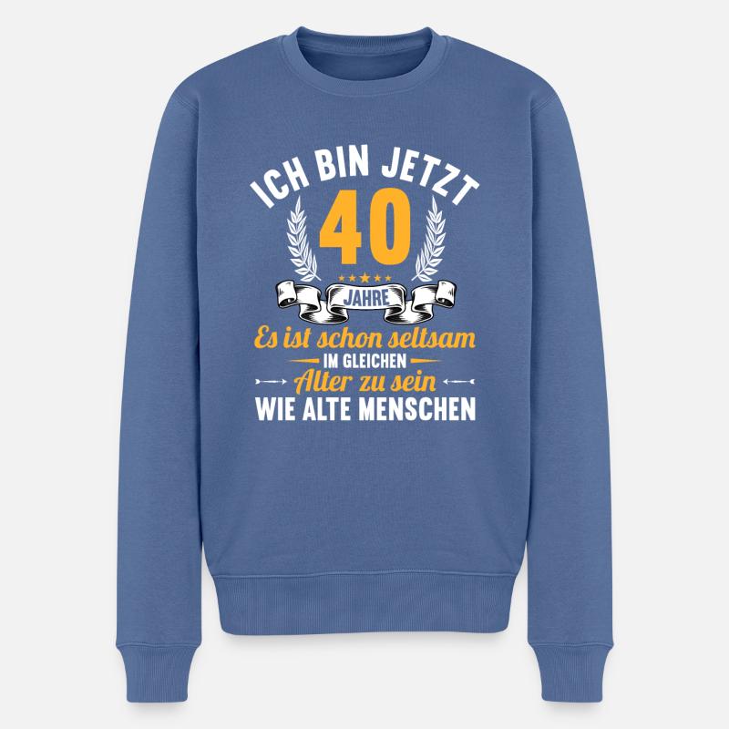 Seltsam im gleichen Alter wie alte 40. Geburtstag - Männer Premium Bio Pullover - Taubenblau