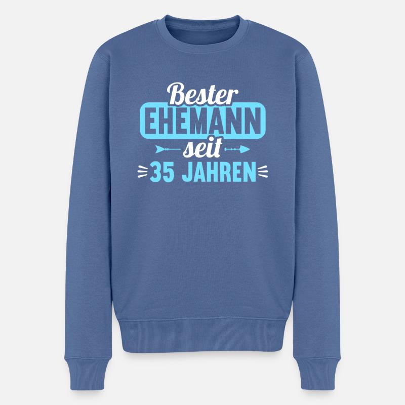 Beste Ehefrau Bester Ehemann seit 35 Jahren - Männer Premium Bio Pullover - Taubenblau