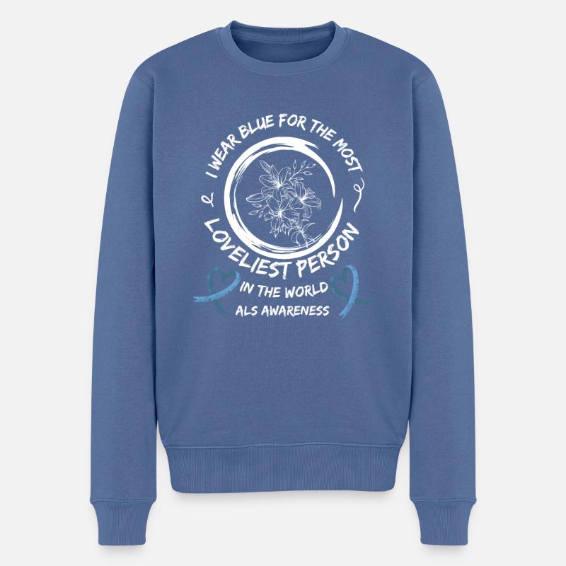 ALS-Bewusstsein Lou Gehrigs Krankheitskrieger - Männer Premium Bio Pullover - Taubenblau