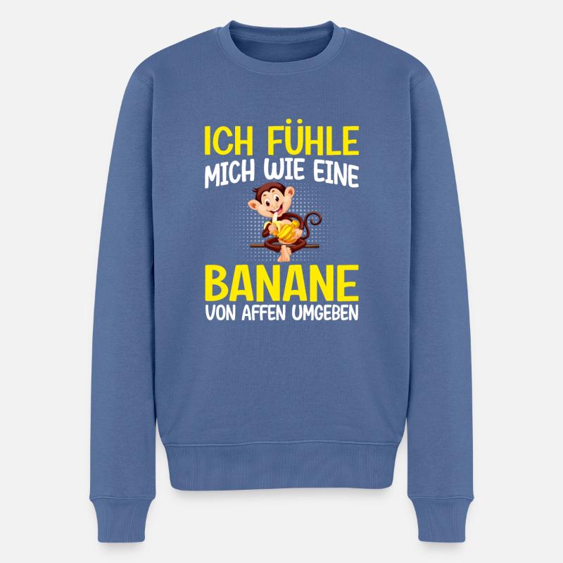 Affen Banane Arbeit - Männer Premium Bio Pullover - Taubenblau