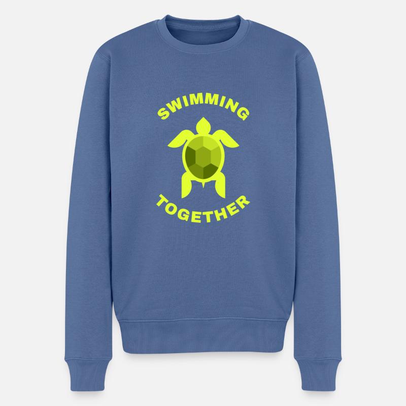 Schwimmen Lernen Swimming Together - Männer Premium Bio Pullover - Taubenblau