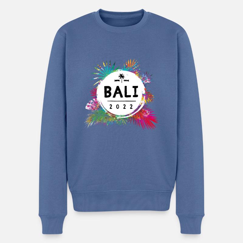 Bali 2022 Bunt - Männer Premium Bio Pullover - Taubenblau